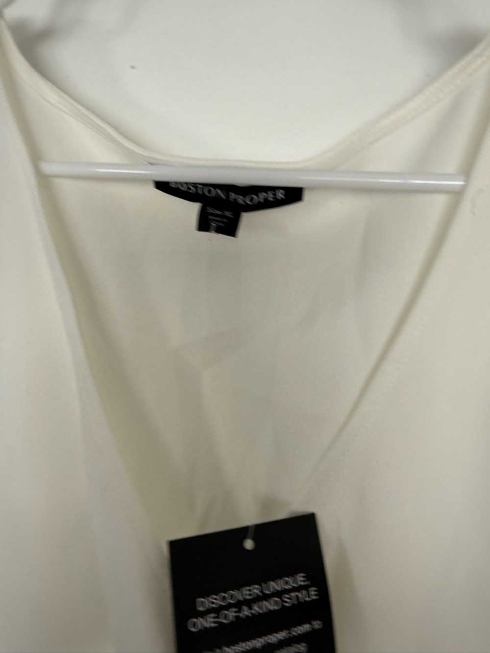 Boston Proper Cream Sleeveless Draped V-Neck Peplum Top - Picture 2 of 7